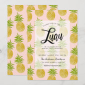 Posh Pineapple Luau Invite Kaart (Voorkant / Achterkant)
