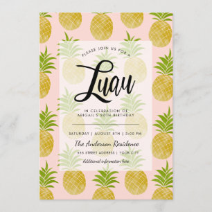 Posh Pineapple Luau Invite Kaart