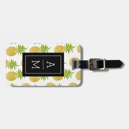 Posh Pineapple Monogrammed Bagagelabel (Voorkant horizontaal)