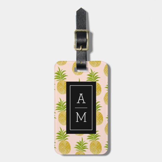 Posh Pineapple Monogrammed Bagagelabel (Voorkant verticaal)