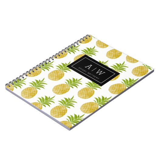 Posh Pineapple Monogrammed Notitieboek (Linkerzijde)