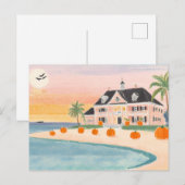 Posh Pink Beach House bij Halloween - Briefkaart (Voorkant / Achterkant)
