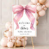 Posh Pink Coquette Bow Baby shower Welkom Poster