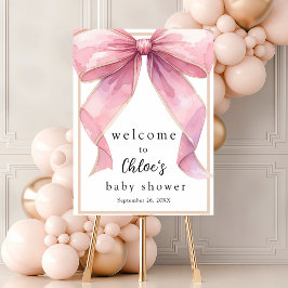 Posh Pink Coquette Bow Baby shower Welkom Poster