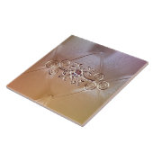 Posh pintuck satijn en diamanten keramische tegel tegeltje (Zijkant)