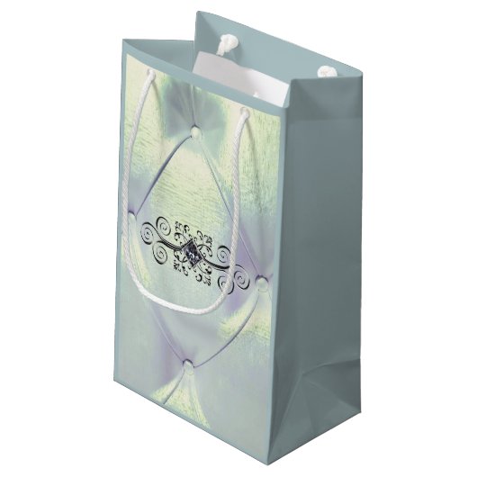 Posh pintuck satijn look blauw zilver klein cadeauzakje (Achterkant Gekanteld)