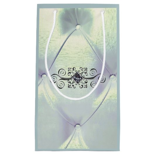 Posh pintuck satijn look blauw zilver klein cadeauzakje (Voorkant)