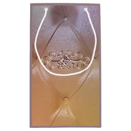 Posh pintuck satin en diamant giftbag klein cadeauzakje (Achterkant)