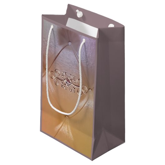 Posh pintuck satin en diamant giftbag klein cadeauzakje (Voorkant Gekanteld)