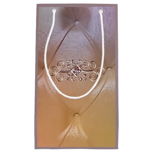 Posh pintuck satin en diamant giftbag klein cadeauzakje (Voorkant)