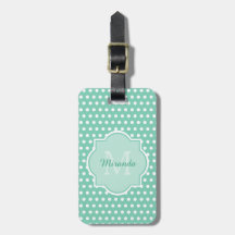 Posh Polka Dots Mint Green Monogram en Naam