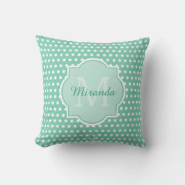 Posh Polka Dots Mint Green Monogram en Naam Kussen