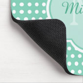 Posh Polka Dots Mint Green Monogram en Naam Muismat (Hoek)