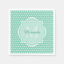 Posh Polka Dots Mint Green Monogram en Naam