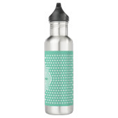 Posh Polka Dots Mint Green Monogram en Naam Waterfles (Rechts)