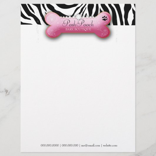 Posh Pooch Pink Zebra Briefhoofd (Voorkant)