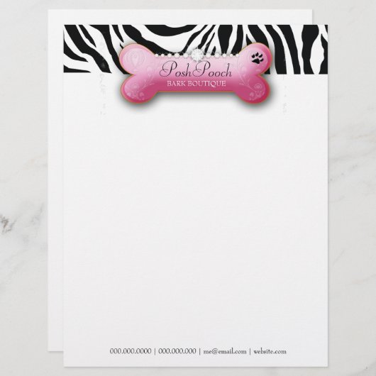 Posh Pooch Pink Zebra Briefhoofd (Voorkant / Achterkant)
