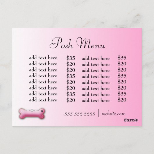 Posh Pooch Pink Zebra Briefkaart (Achterkant)