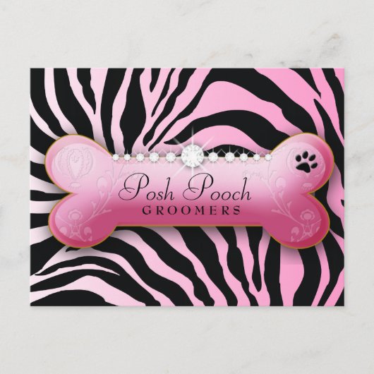 Posh Pooch Pink Zebra Briefkaart (Voorkant)