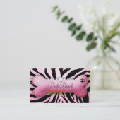 Posh Pooch Pink Zebra Visitekaartje (Staand voorkant)