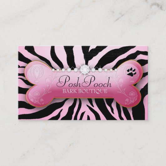 Posh Pooch Pink Zebra Visitekaartje (Voorkant)