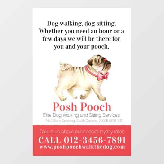 Posh pooch, schattig rondlopen van honden raamsticker (Vel)