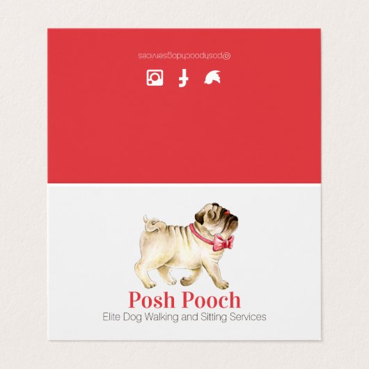 Posh pooch, schattig rondlopen van honden visitekaartje (Buitenkant ongevouwen)