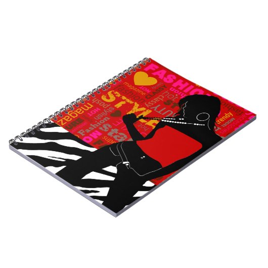 Posh Popp Mode Zebra rood|hot pink|goud Notitieboek (Linkerzijde)