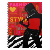 Posh Popp Mode Zebra rood|hot pink|goud Notitieboek (Voorkant)