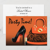 Posh Purse, High Heels and Lipstick Girls Party Kaart (Voorkant / Achterkant)