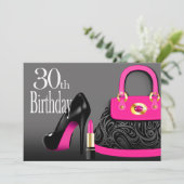 Posh Purse High Heels en Lipstick 30e verjaardag Kaart (Staand voorkant)