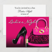 Posh Purse High Heels en Lipstick Damesnacht Kaart (Voorkant / Achterkant)