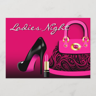 Posh Purse High Heels en Lipstick Damesnacht Kaart