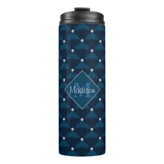 Posh Quilted Navy & Bling Thermosbeker (Voorkant)