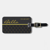 Posh Quilted Zwart & Goud Stitch Bagagelabel (Voorkant horizontaal)