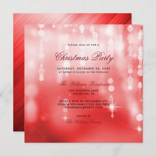 Posh Red Lights Bokeh Kerstmis Kaart (Voorkant / Achterkant)