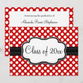 Posh Red Polka Dot Afstuderen Kaart (Voorkant / Achterkant)