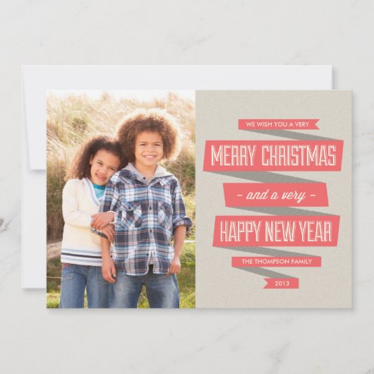 Posh Ribbon Holiday-fotokaarten Feestdagenkaart (Voorkant)