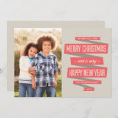 Posh Ribbon Holiday-fotokaarten Feestdagenkaart (Voorkant / Achterkant)