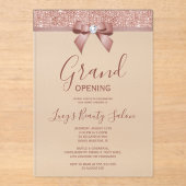 Posh Roos Gold Jewel Bow Grand Opening Acryl Uitnodigingen (Voorkant)