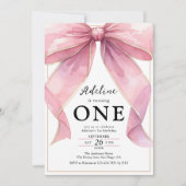 Posh Roze Coquette Bow 1e Verjaardag Kaart (Voorkant)