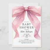 Posh Roze Coquette Bow Baby shower Kaart (Voorkant)