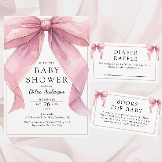 Posh Roze Coquette Bow Baby shower Kaart