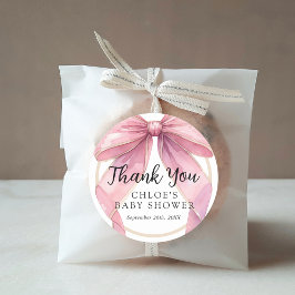Posh Roze Coquette Bow Baby shower Ronde Sticker