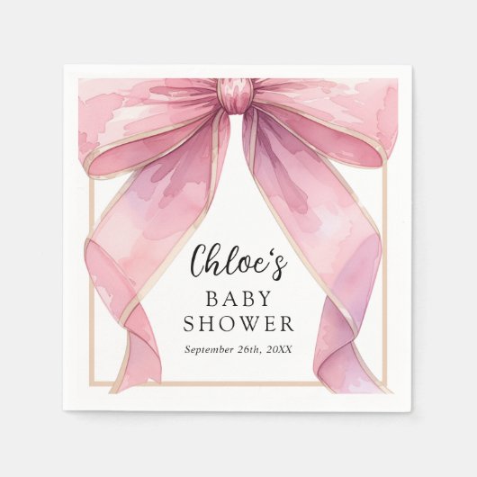 Posh Roze Coquette Bow Baby shower Servet (Voorkant)