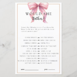 Posh Roze Coquette Bow Baby shower spel