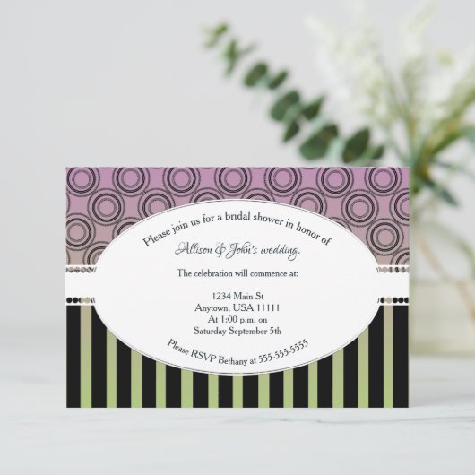 Posh roze en Green Vrijgezellenfeest nodigen uit Kaart (Staand voorkant)