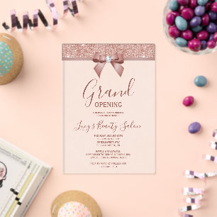 Posh Roze Gouden Sier Boog Grand Opening Acryl Uitnodigingen