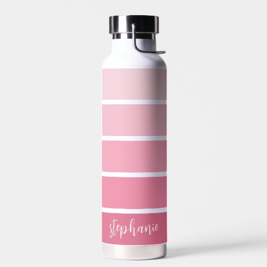 Posh roze Retro Stripes gradiënt - Script Name Waterfles (Links)