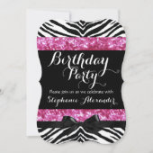 Posh Roze Sparkle Zebra Meisje Verjaardag Kaart (Voorkant)